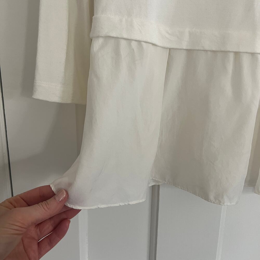 Rebecca Taylor Terry Top with Ruffle Peplum White Cream 3/4 Sleeve Size S - Picture 3 of 8